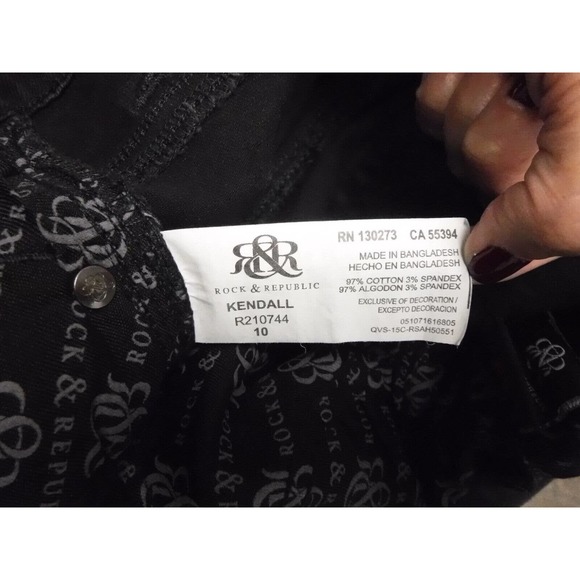 Rock and Republic Size 10 Kendal Jean Black Dark Wash - Picture 3 of 10